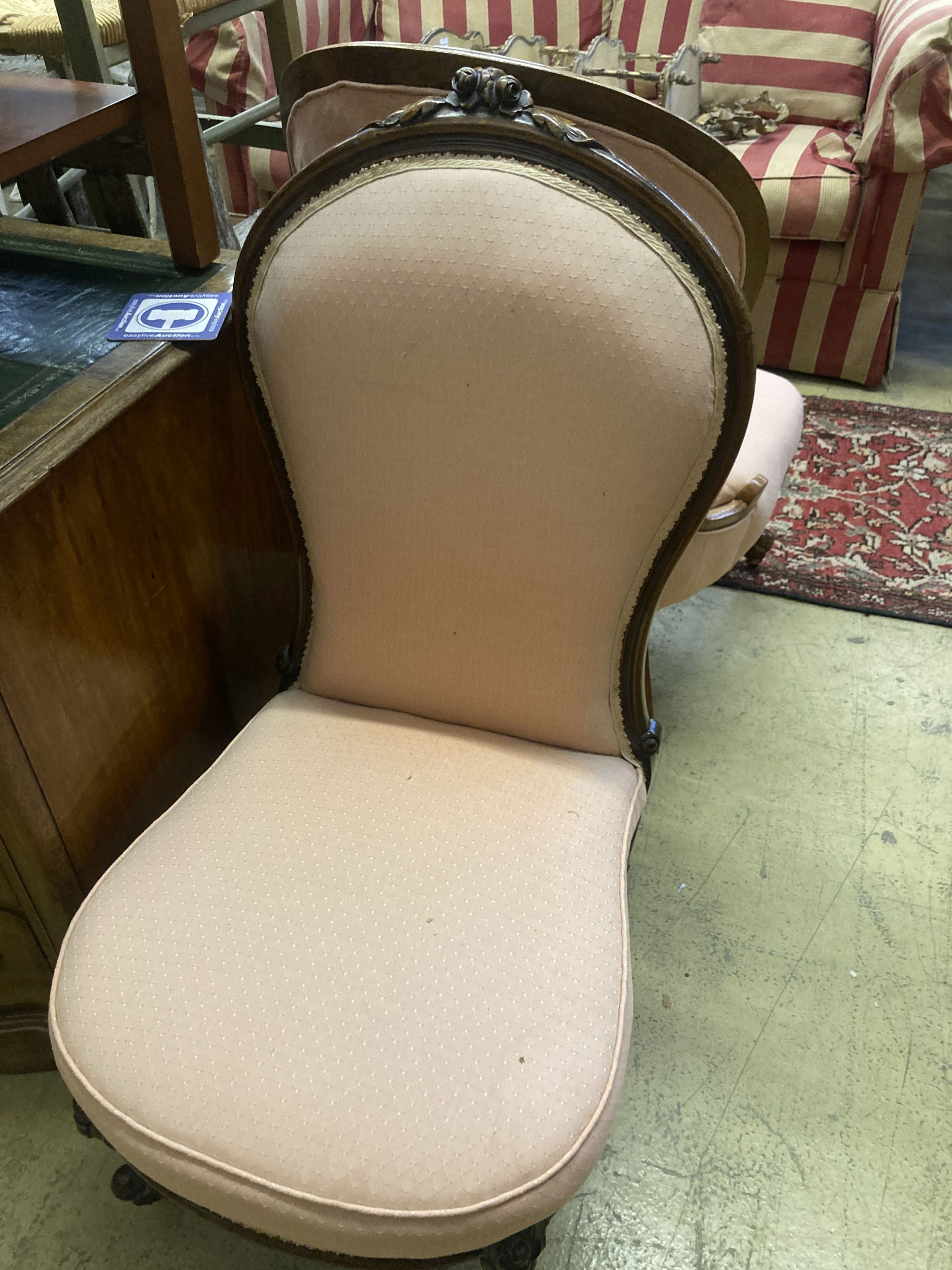 Two Victorian mahogany spoon back nursing chairs